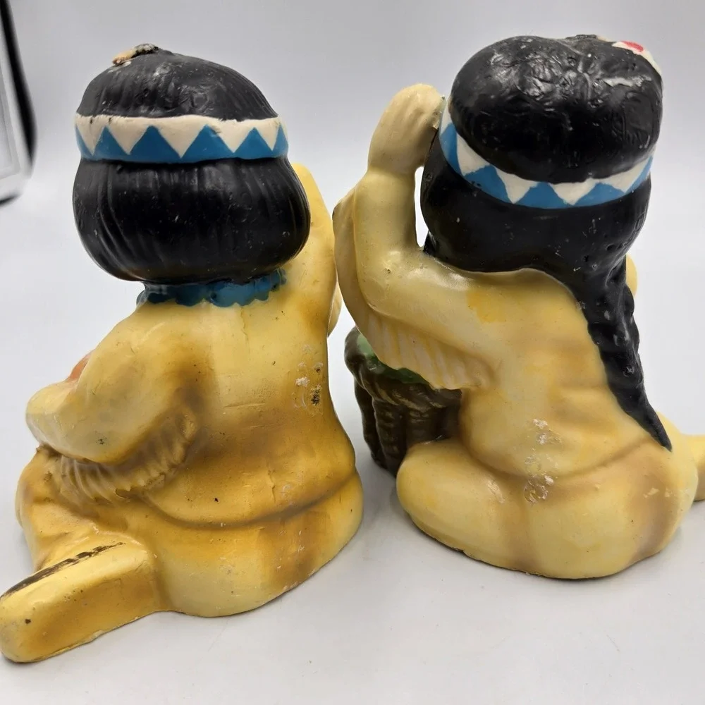 Vintage Set New Novelty Native American Thanksgiving‎ Pilgrim Boy Girl Candles